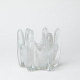 CANDEL HOLDER CROWN HAND MADE GLASS TAUPE - CANDLE HOLDERS, CANDLES